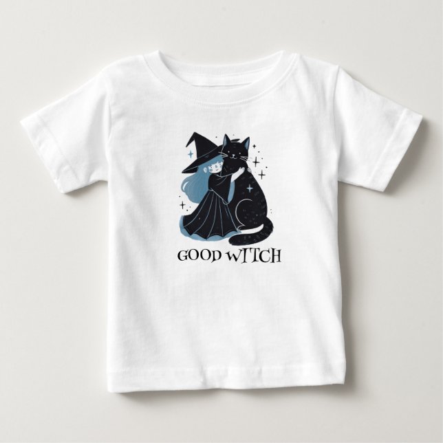 häxa med svart katt t shirt (Framsida)