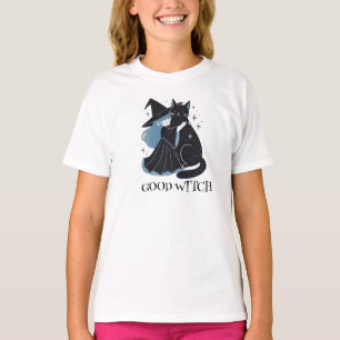 häxa med svart katt t shirt