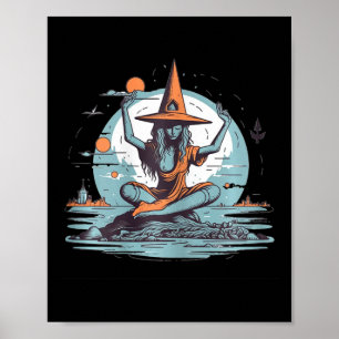 Häxa mediterande Halloween-kostym Yoga Zen Meditat Poster