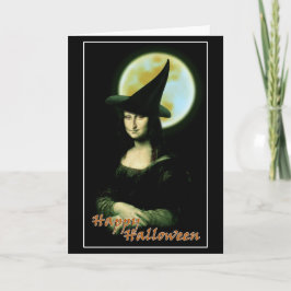 Häxa Mona Lisa Halloween fullmåne Kort