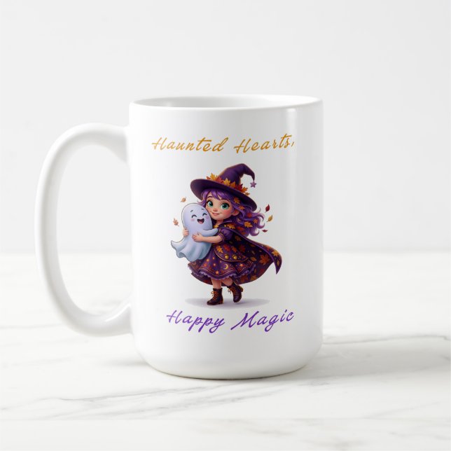 Häxa och Boo-Bästisar Söta Halloween-Magi Kaffemugg (Vänster)
