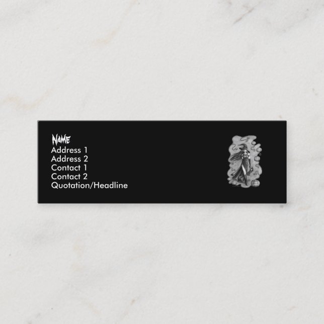 Häxa och docka Halloween Mini Visitkort (Framsida)