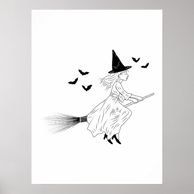 Häxa Och Fladdermöss Enkel Linje Konst Minimal Hal Poster (Framsidan)