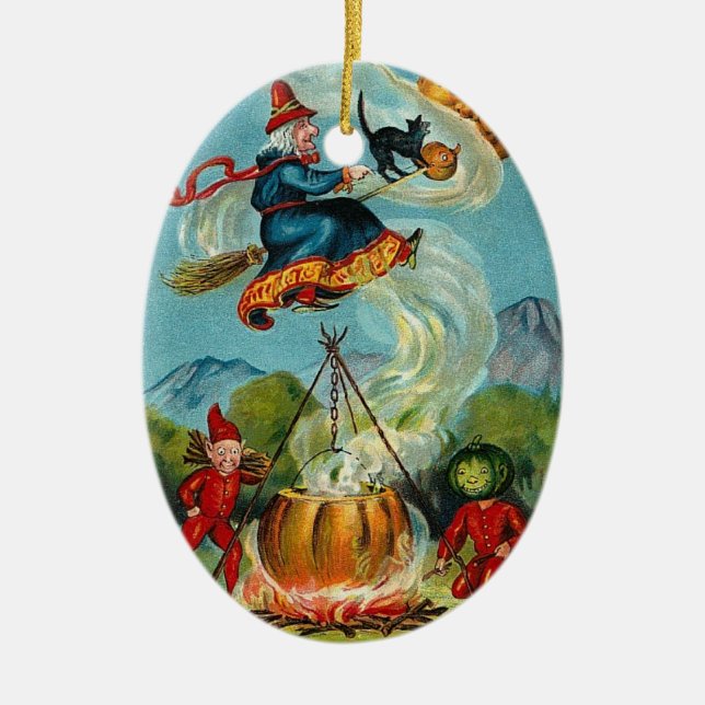 Häxa- och Impsprydnad Julgransprydnad Keramik (Framsidan)