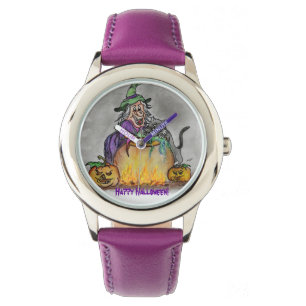 Häxa och katt, happy halloween! armbandsur