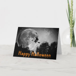 Häxa och måne Halloween Anpassningsbar kort