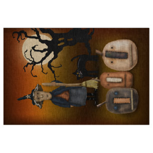 Häxa och pumpor Prim Halloween Fat Quarter Tyg