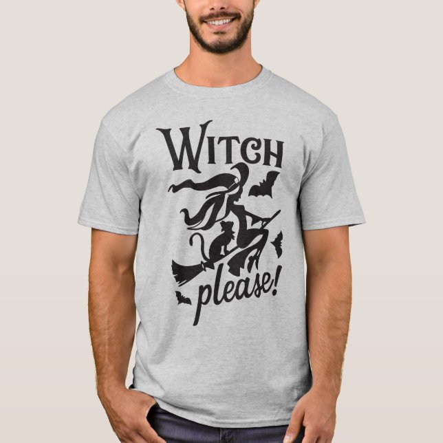 Häxa och svart katt: Förtrollade följeslagare T Shirt (Framsida)
