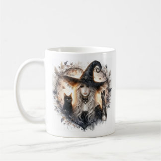Häxa och svart katt kaffemugg