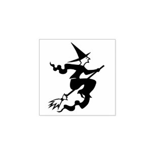 Häxa på anpassningsbar för kvastHalloween dekor Stämpel