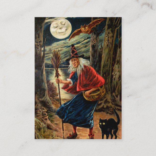 Häxa på den Halloween natten Visitkort (Framsida)