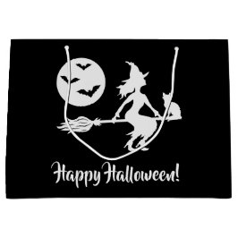 Häxa På En Kvast Svart Och Vit God Halloween