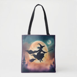 Häxa på kvast Halloween Tygkasse