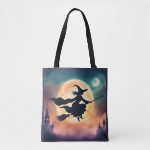 Häxa på kvast Halloween Tygkasse
