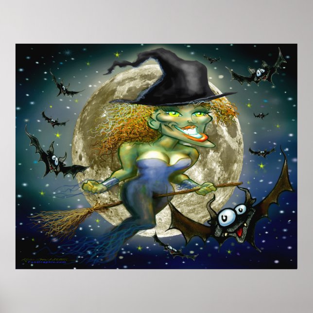 Häxa på kvastaffisch poster (Framsidan)
