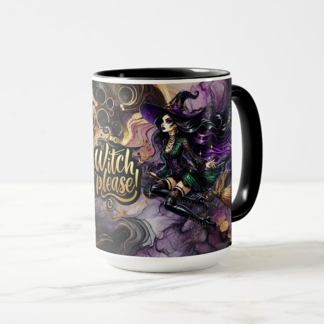 Häxa Please! Gotisk Pagan Häxa Halloween Fantasy Mugg (Framsida höger)