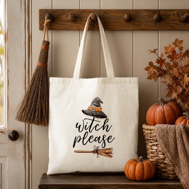 Häxa Please Halloween Tygkasse (Add a little Halloween attitude to the season with this playful “Witch Please” tote. )