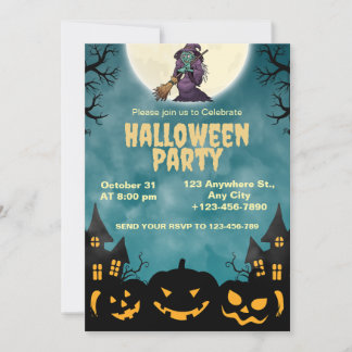Häxa & pumpor Halloweenfest inbjudan