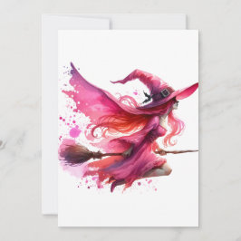 häxa rosa halloween-dag inbjudningar