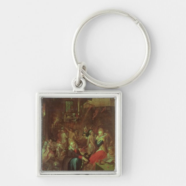Häxa sabbat, 1606 fyrkantig silverfärgad nyckelring (Framsidan)