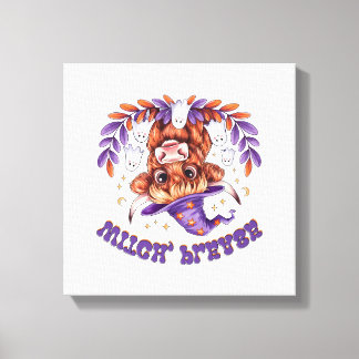 Häxa snälla högländerko Halloween Canvastryck