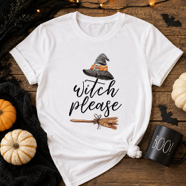 Häxa snälla Rolig Halloween Häxa Hatt Sopborste T Shirt