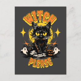 Häxa Snälla Svart Katt Halloween  Vykort