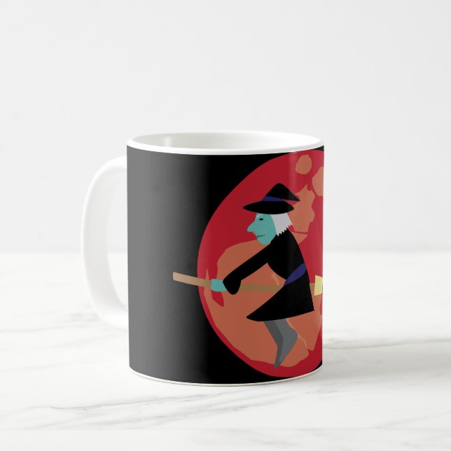Häxa som flyger på natten kaffemugg (Framsida vänster)