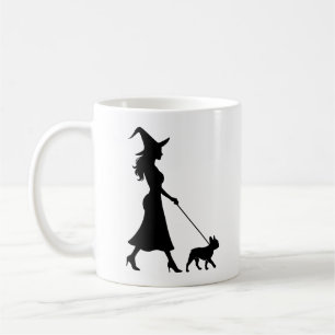 Häxa som går Frenchie Kaffemugg