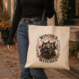 Häxa stöttar häxor Vintage Halloween-kovenskunst Tygkasse