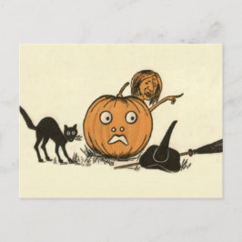 Häxa Svart Katt Jack O Lantern Vykort