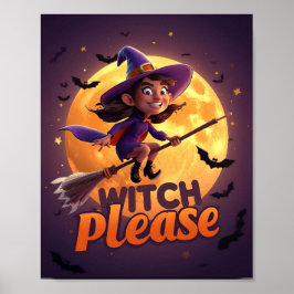 Häxa, tack – Rolig Halloween-affisch Poster