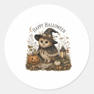 Häxa Ugglas Goda Halloween Cottagecore Runt Klistermärke