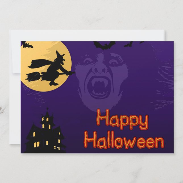 Häxa, vampyr och spökade huspartyinbjudningar inbjudningar (Framsida)