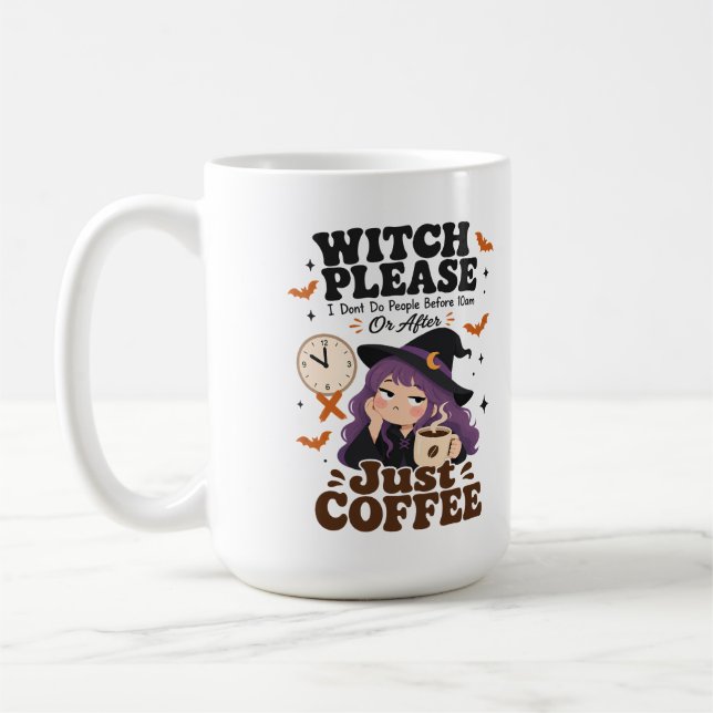 Häxa vänligen bara kaffe stor mugg Halloween-prese (Vänster)