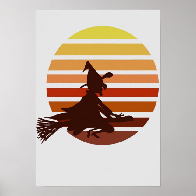 häxa vid sunset roligt halloween poster (Framsidan)
