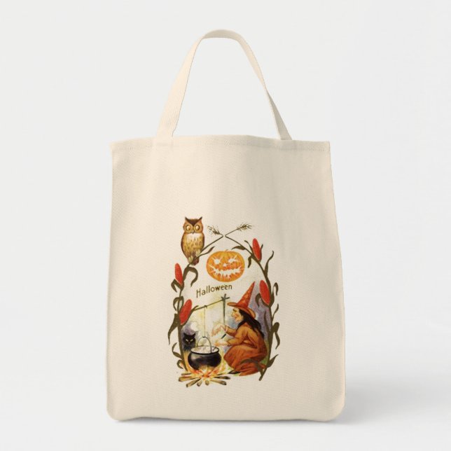 Häxabrygdvintage Halloween Tygkasse (Framsidan)