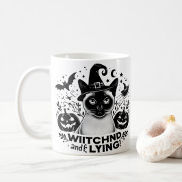 häxade siameser: Halloween's Magic Journey Kaffemugg