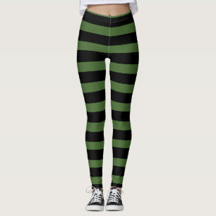 HäxaHalloween för grön svart randigt lägga ben Leggings