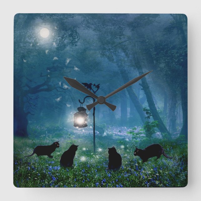 Häxakatterna tar tid på fyrkantig klocka (Framsida)