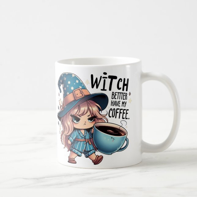 Häxan borde ha min kaffe Rolig Halloween-mugg Kaffemugg (Höger)