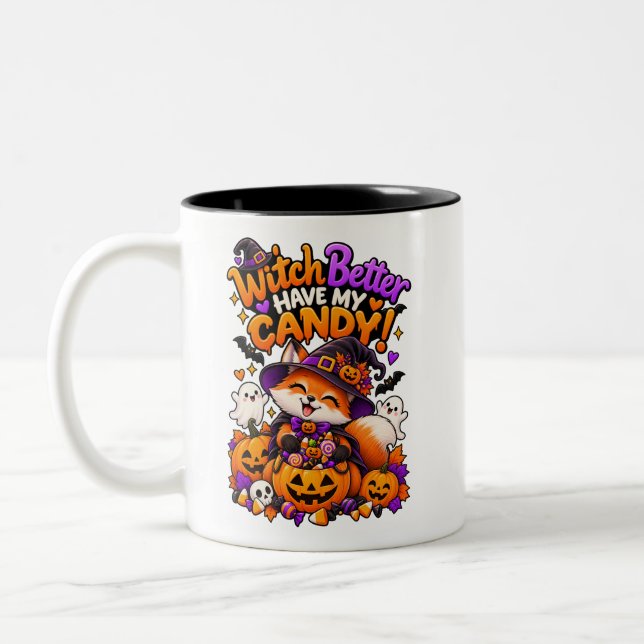 Häxan Har Min Godis Söt Halloween Räv Mugg (Vänster)