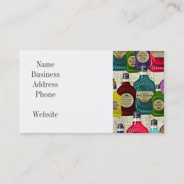 Häxan manipulerar den magiska flaskan för visitkort (Framsida)