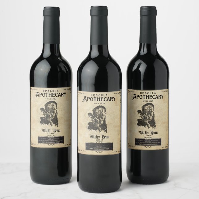 Häxans brygd Apoteks Halloween-vinsetikett Vinflaska Etikett (Flaskor)