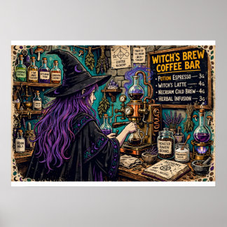 Häxans brygd kaffebar poster magisk alkemi konst