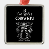 Häxans coven häxben svart vitt Halloween 