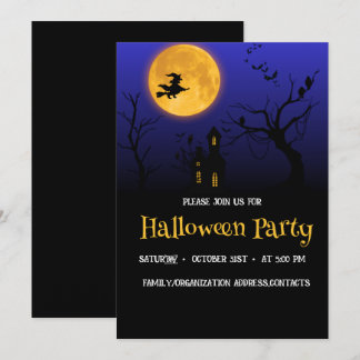 Häxans fullmåne Halloween-fest inbjudan