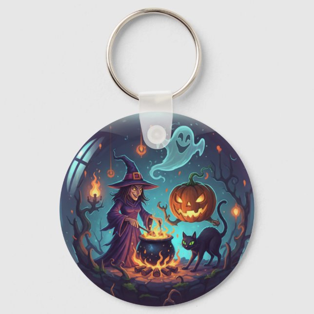 Häxans Halloween-nattmagi Nyckelring (Framsida)