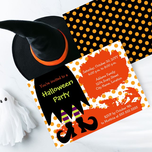 Häxans Halloweenfest Inbjudningar (A bewitching Halloween party invite perfect for kids and adults.)