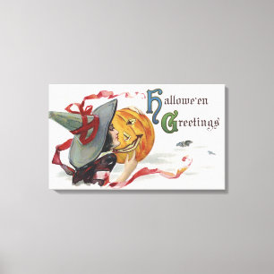 Häxans kyss: en Jack-o-fanrik på Halloween Canvastryck